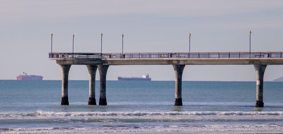 Passing ships in Pegasus Bay.