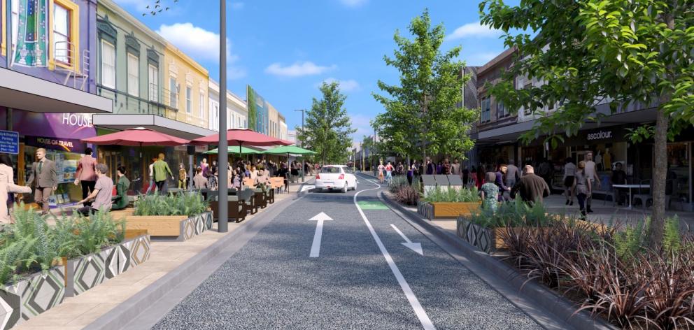 The Dunedin City Council’s preliminary concept design for a one-way southbound George St aims to...