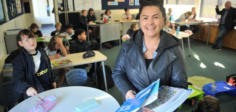 Tahuna Normal Intermediate teacher aide Kyla Bolton revels in her work. PHOTO: CHRISTINE O’CONNOR
