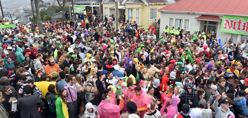 An estimated 2000 students braved bitterly cold conditions to attend the Agnew St party in...