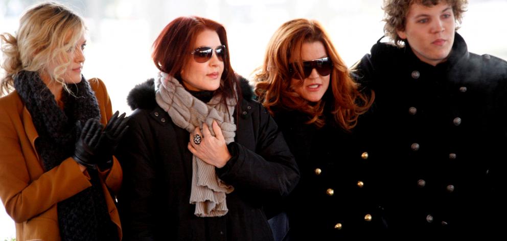 The Presley family Riley Keough, Priscilla Presley, Lisa Marie Presley and Benjamin Keough in 2010. Photo: Reuters