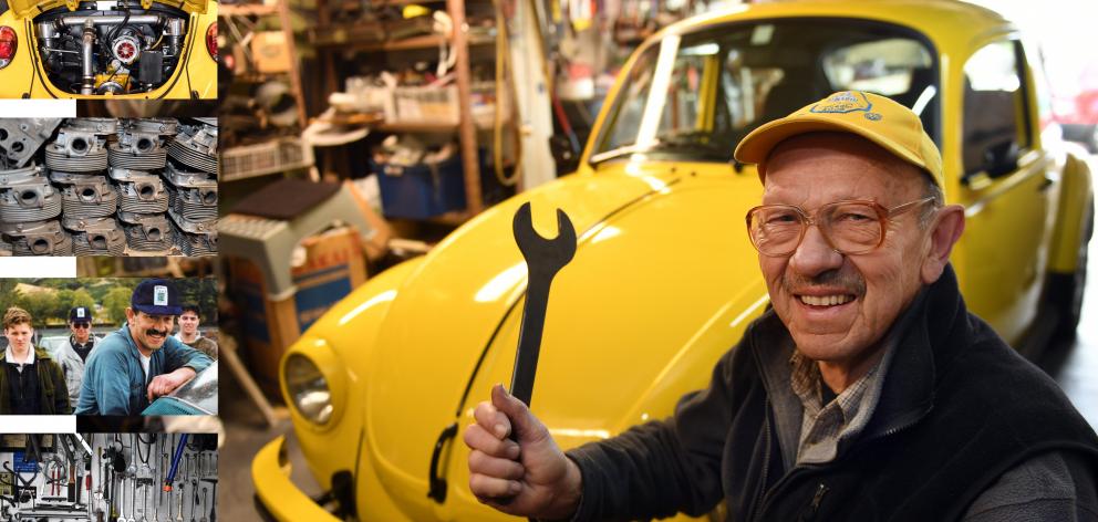 Mechanic Ken Berry displays his German-made Volkswagen Beetle, lovingly rebuilt over 16 years.