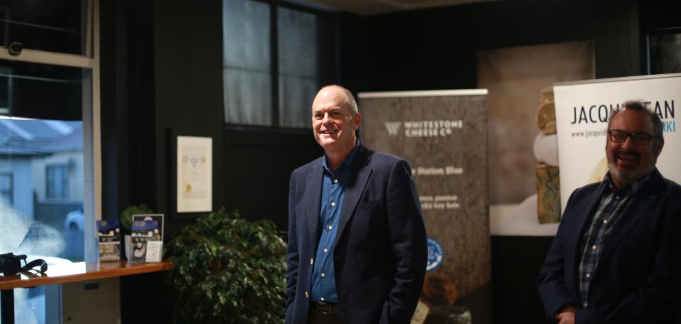 National Leader Todd Muller speaks to Oamaru business leaders at Whitestone Cheese this morning....