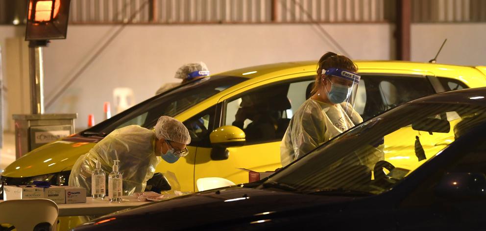 WellSouth staff test Dunedin residents for Covid-19 yesterday. PHOTO: STEPHEN JAQUIERY