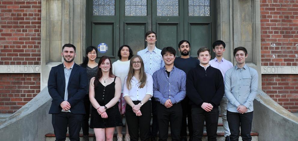 Otago Medical School bachelor of medical science, with honours, scholarship recipients (back row,...