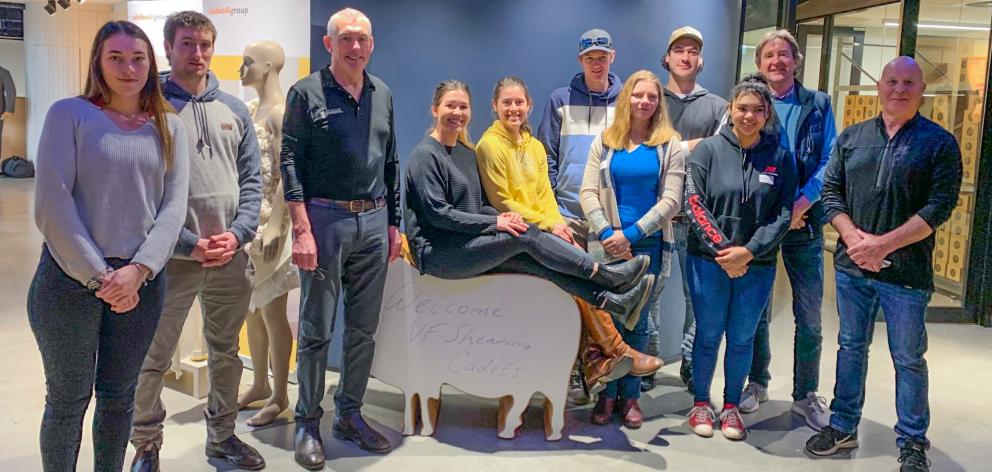 Visiting New Zealand Merino’s headquarters in Christchurch are (from left) Paige Pulman, Alex...