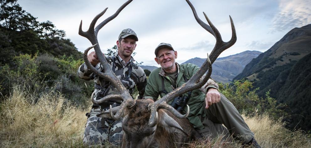 Owner/operator of Lake Hawea Hunting Safaris Chris McCarthy (left) guided delighted client Gary...