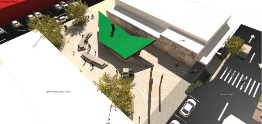Concept render option for Clutha District Council’s new ‘‘destination toilets’’ in Balclutha: The ferry, the table, and the river (above). Image: ROUGH & MILNE LANDSCAPE ARCHITECTS/SUPPLIED