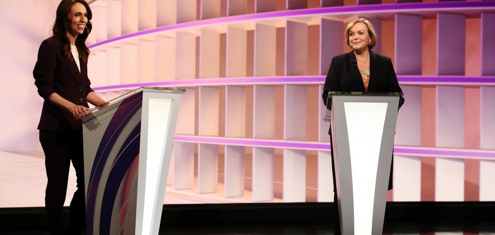 Jacinda Ardern and Judith Collins during the TVNZ debate last week. Photo: Getty Images