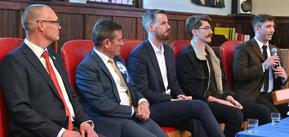 Dunedin parliamentary candidates (from left) David Clark (Labour), Michael Woodhouse (National),...