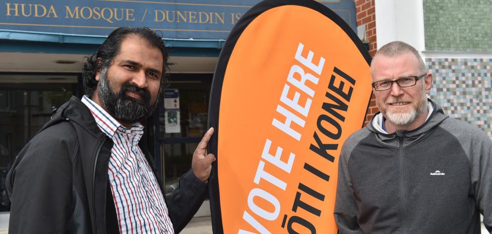 Otago Muslim Association president Dr Rizwan Mohammed (left) and deputy chairman Steve Johnston...
