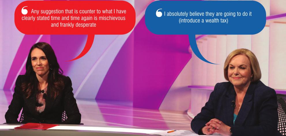 Labour leader Jacinda Ardern and National leader Judith Collins in the TVNZ leaders’ debate in...