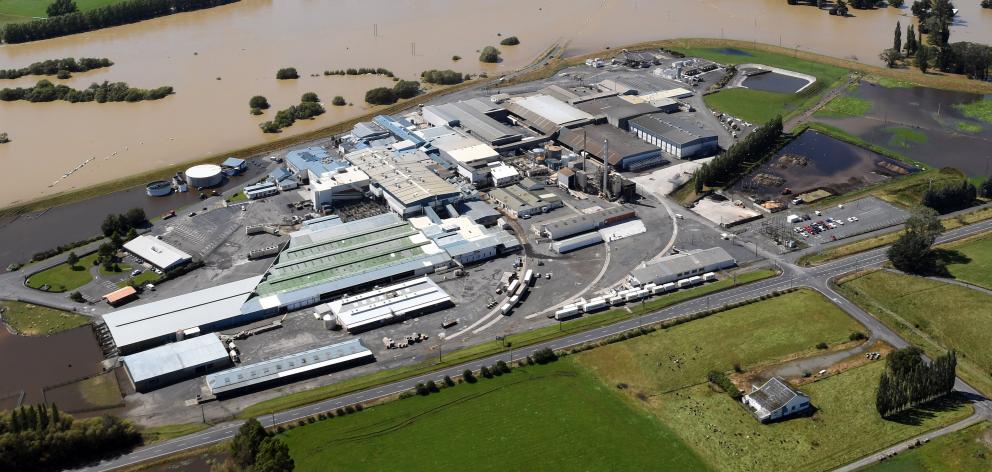 An aerial view of  Silver Fern Farms’ Finegand plant on the banks of the Clutha River near...