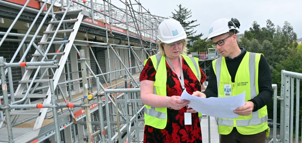 Mercy Hospital support services manager Jackie Wilde and Naylor Love Construction project manager...