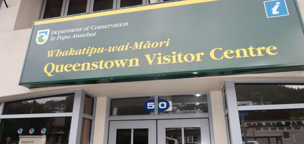 A sign on the Department of Conservation’s Stanley St visitor centre in Queenstown. PHOTO: PHILIP...