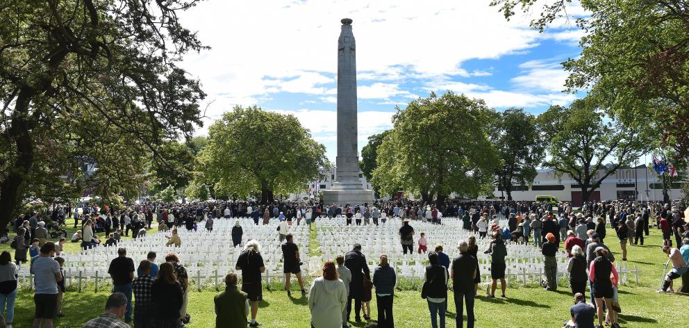 Thousands of people took a moment to reflect at the Armistice Day Service at the cenotaph in...