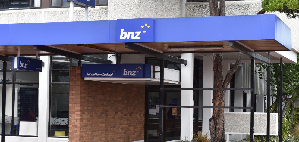 Police were called to the BNZ on Gordon Rd about midday. Photo: Peter McIntosh 