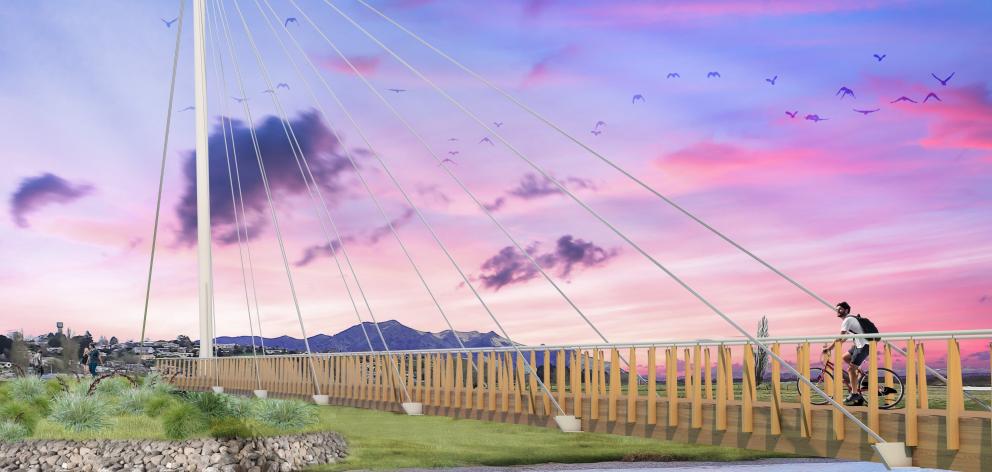 A view of the proposed cable-stay bridge over the Mataura River in Gore. PHOTO: SUPPLIED
