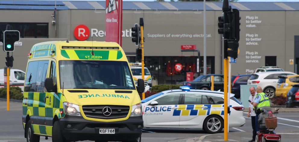 Emergency services at the scene of the crash in Oamaru. Photo: Kayla Hodge