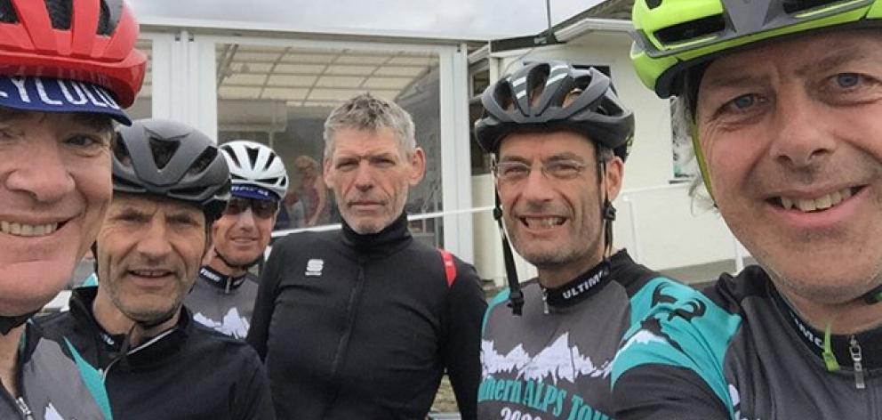 An early gathering of Phantoms social riding group members on arrival in Nelson (from left) Prof...