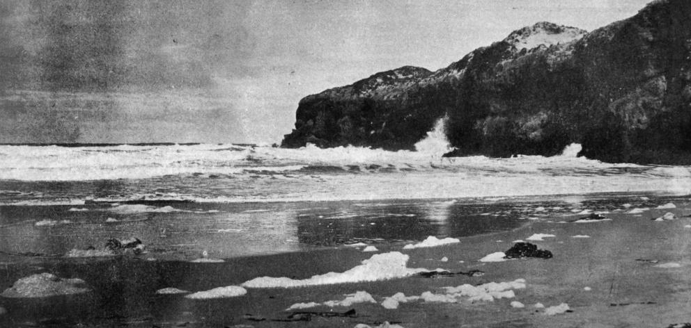 Lawyers Head, near Dunedin, viewed from Tomahawk Beach. — Otago Witness, 9.11.1920. 