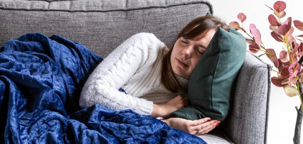 Research shows using a weighted blanket can help reduce insomnia and anxiety. Photo / Supplied
