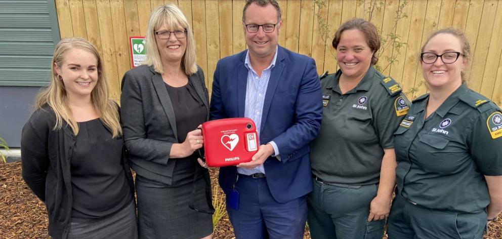 From left, Charlotte Shaw and Heather McGowan, of ASB, OCHT's James Hadlee and Michelle Ormsby...