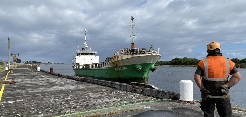 The Anatoki left the Greymouth wharf yesterday morning with 800 tonnes of gravel destined for...