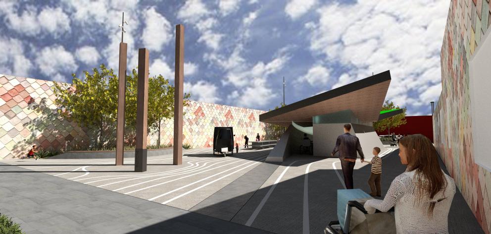 An artist’s impression of the proposed design for new destination toilets in Clyde St, Balclutha....