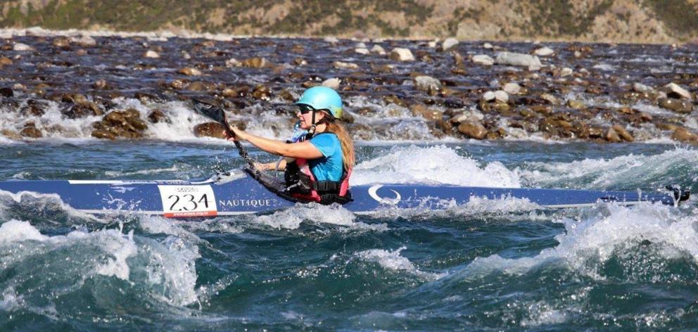 Te Anau’s Claire Bell in action in the recent Rasdex Classic on the Waimakariri River. PHOTO:...