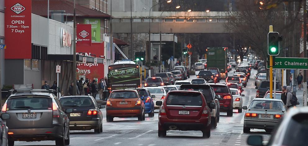 Traffic in Castle St at 3.30pm on Wednesday. Photo: Stephen Jaquiery
