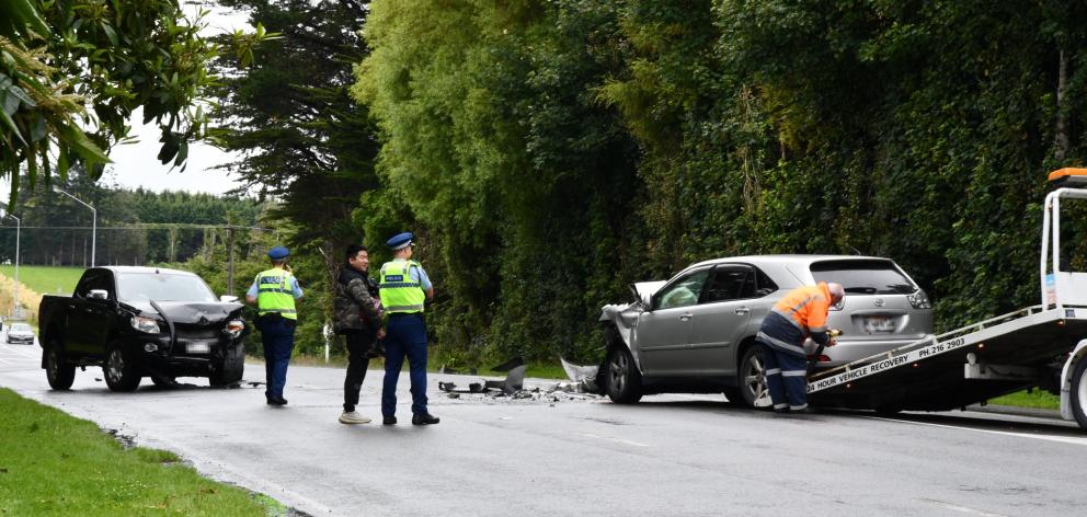 Police were called to the crash about 1.35pm. Photo: Laura Smith 