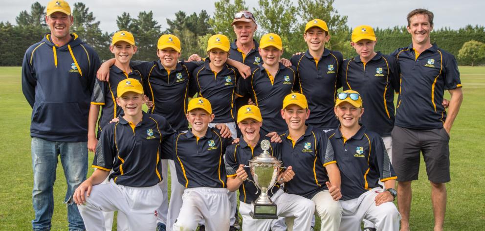 The winning Otago Country primary schools cricket team after winning its final in Rangiora. Back...