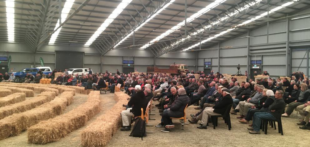 The crowd gathers for the meeting in Waimumu. Photo: Shawn McAvinue