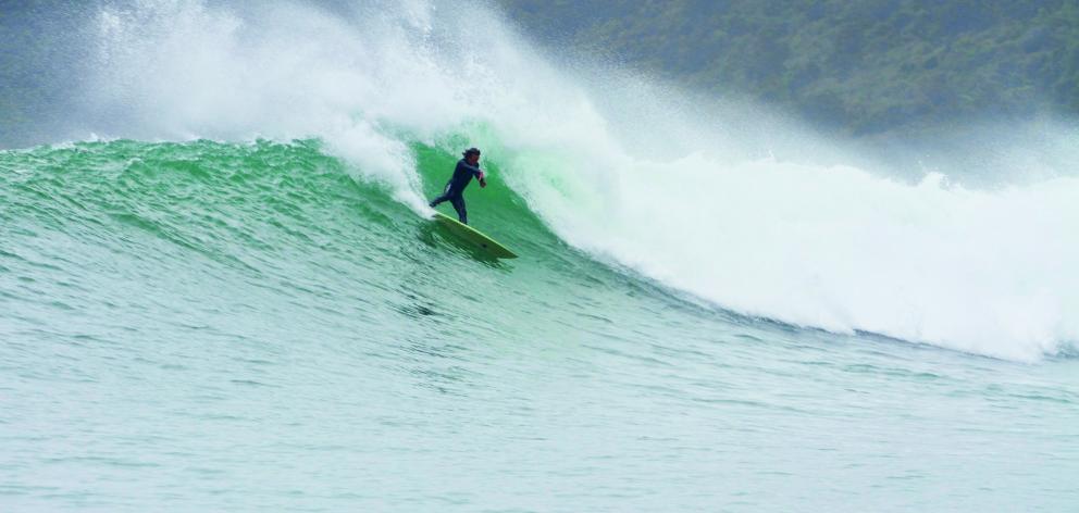 Awarua’s little-known A-frame has attracted some of the world’s best surfers. PHOTOS: SUPPLIED