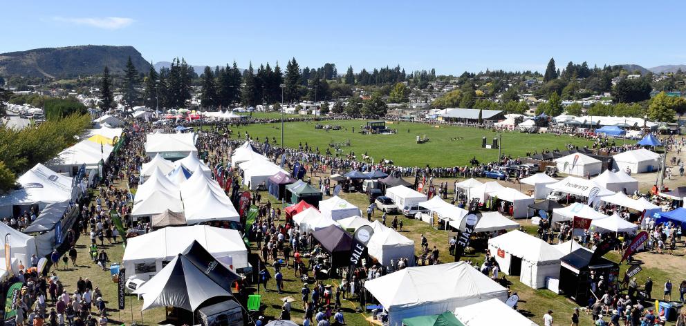 An aerial view of the Wanaka A&P Showgrounds during the Wanaka show grand parade on Saturday. 