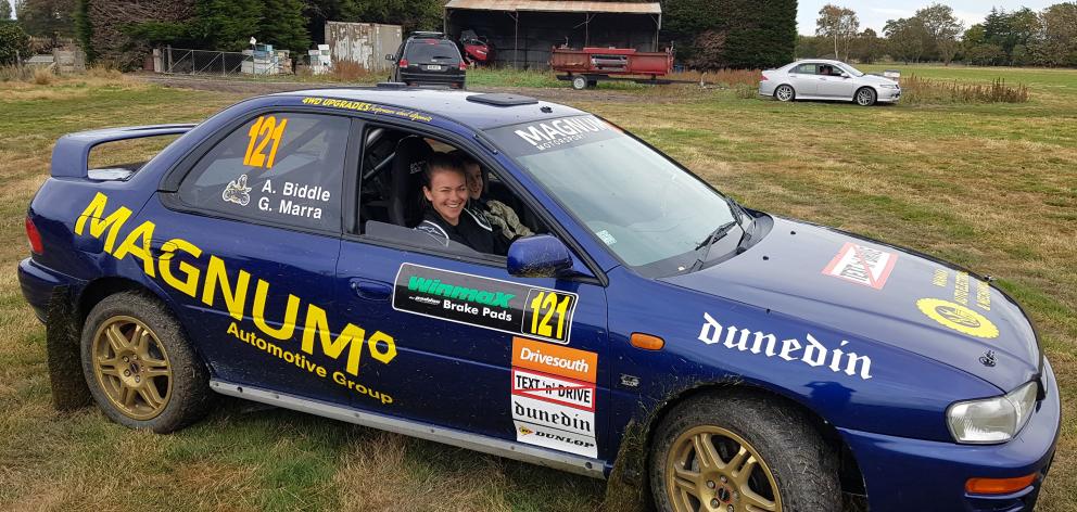 Novice rally driver Avalon Biddle and co-driver Grant Marra get in some practice before this...