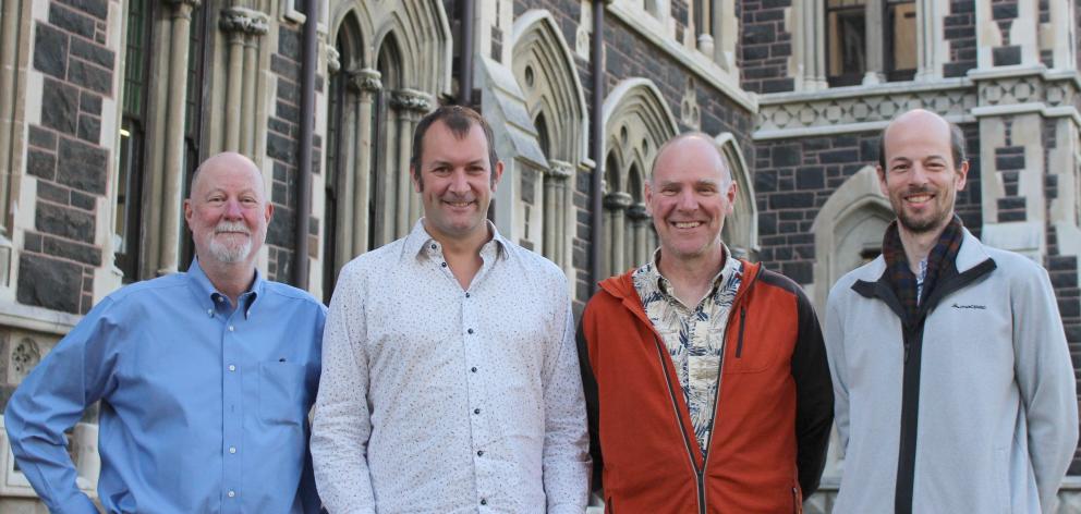 University of Otago geothermal drilling project group (from left),  Dr Mike Palin, Dr Christian...