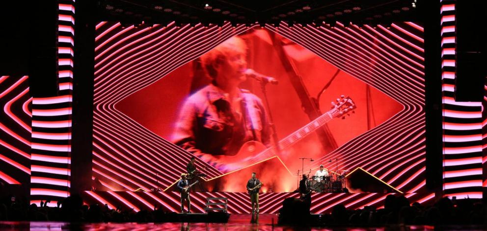 Six60 on stage at Eden Park tonight. Photo: Sylvie Whinray Six60 on stage at Eden Park tonight. Photo: Sylvie Whinray