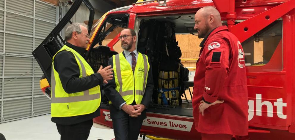 Health Minister Andrew Little (centre) speaking with Central Air Ambulance Service chief executive David Wickham and LifeFlight Wellington base manager Harry Stevenson. Photo: NZ Herald Health Minister Andrew Little (centre) speaking with Central Air Ambulance Service chief executive David Wickham and LifeFlight Wellington base manager Harry Stevenson. Photo: NZ Herald