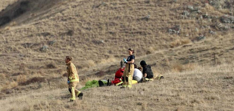 The scene at Taylors Mistake where speed flyer Crisstian Grueber was seriously injured after crashing on Monday. Photo: George Heard