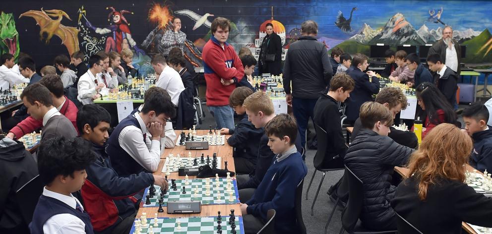 Pupils ponder their next moves at the Otago-Southland Interschool Teams Chess Championship at...