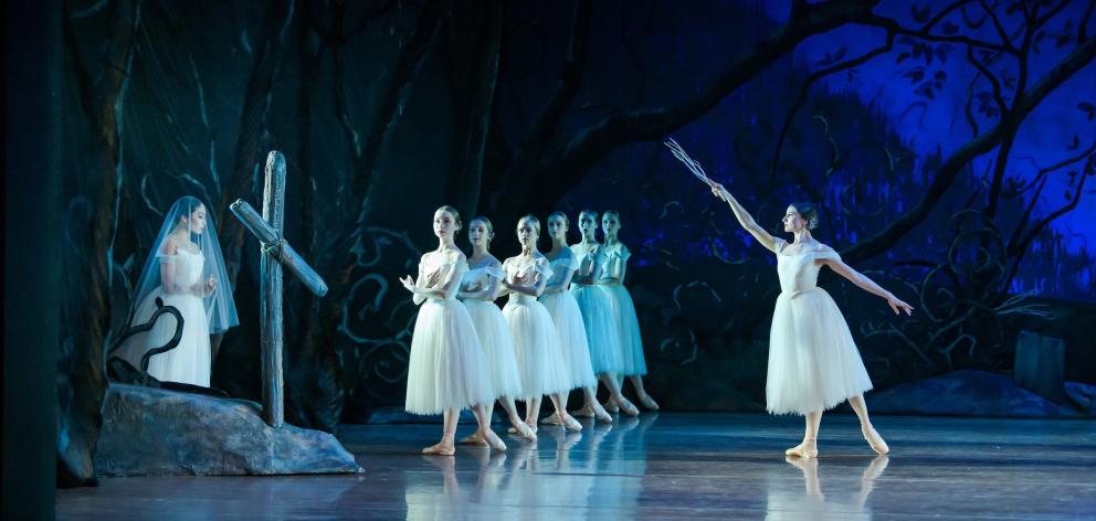 Mayu Tanigaito (left), as Giselle, and Sara Garbowski (right), as Myrtha, Queen of the Wilis,...