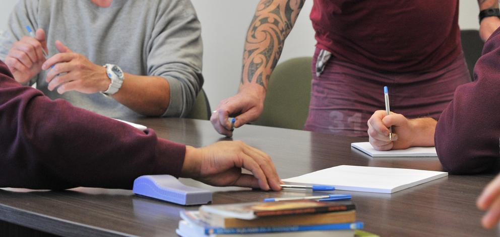 Otago Corrections Facility prisoners during the creative writing course. Photo: Christine O'Connor