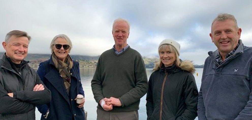 A Wanaka group, including (from left) Mark Verbiest, Prue Wallis, Michael Sidey, Emily McRae and...