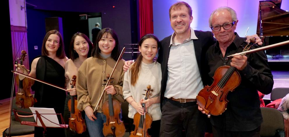 Celebrating after the final performance of the Wakatipu Music Festival in Queenstown yesterday...