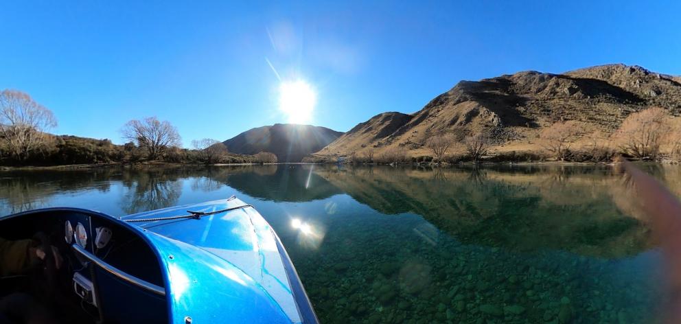 Glistening water on the Braided River Jet Boating tour.
