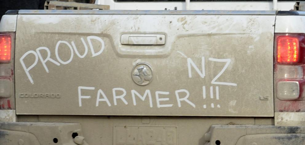  A farmer makes a statement during the Howl of a Protest event in Gore on Friday. PHOTO: GERARD O...