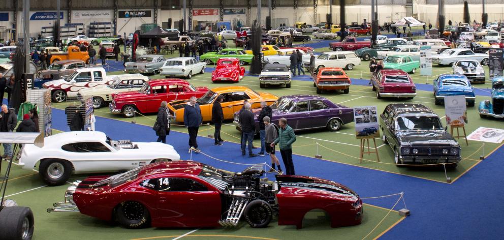 Some of the 200 cars on display at the New Zealand Hot Rod Association Zone 10 hot rod clubs’...