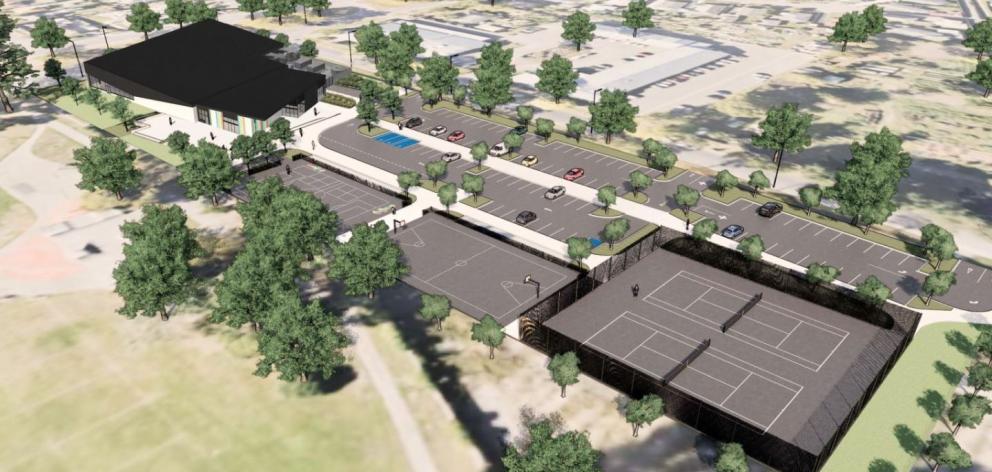 The complex will have picnic tables, tennis, basketball and multi-use courts, cycle stands,...
